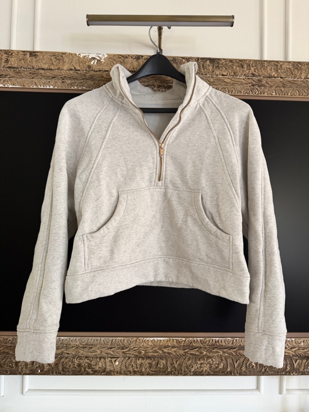 Neutral Cream Quarter-Zip Women's Pullover Sweatshirt